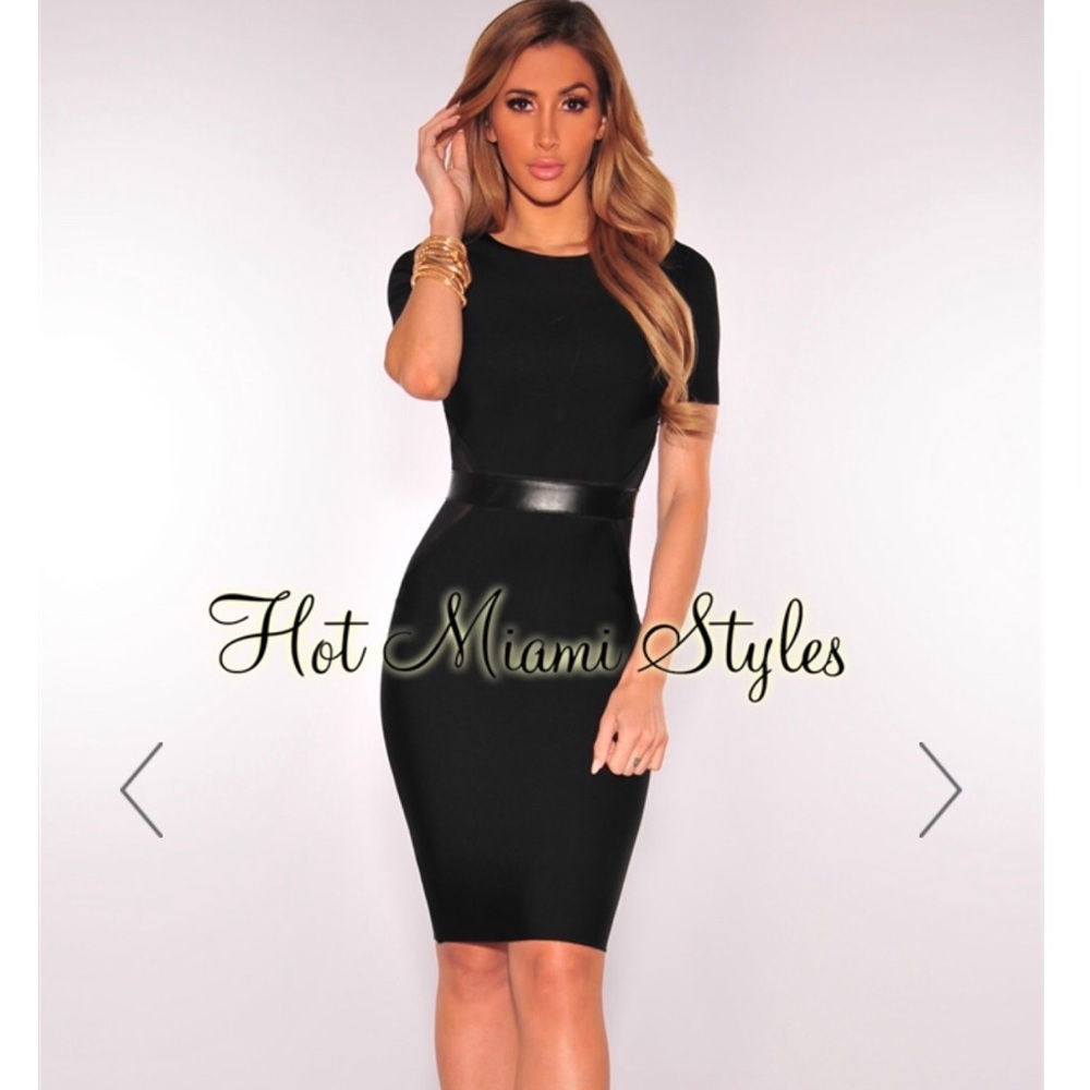 Black Mesh Sides Bandage Dress